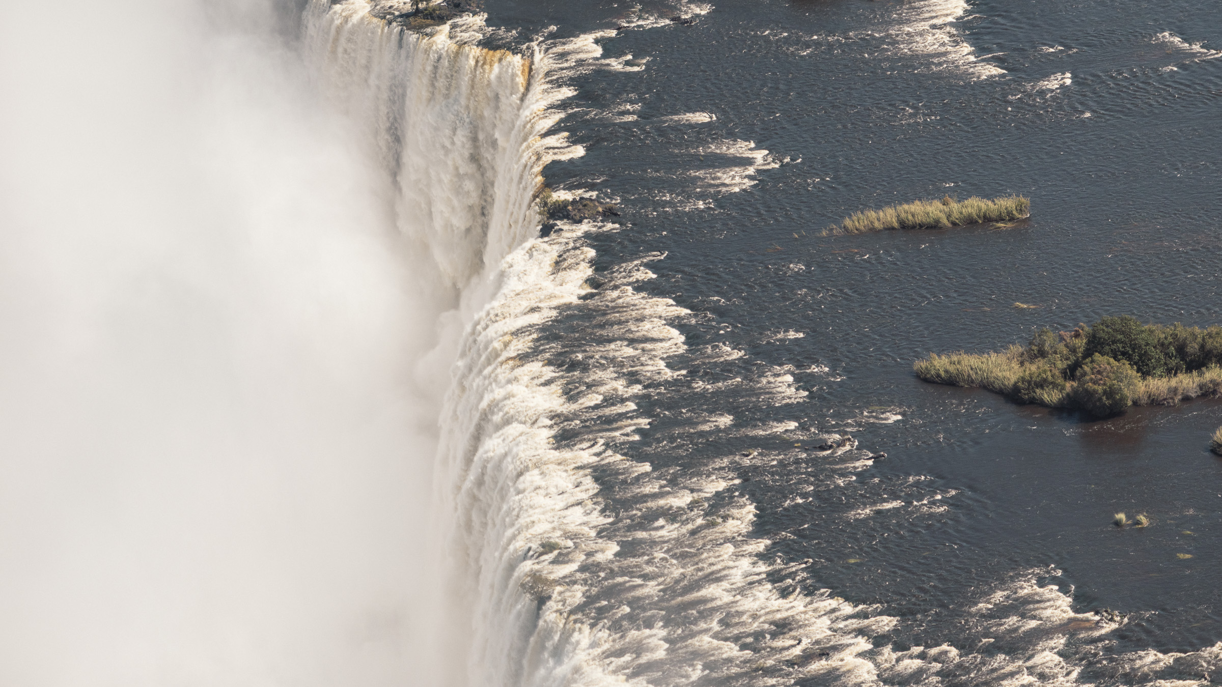 Aerial view of Victoria Falls from a helicopter